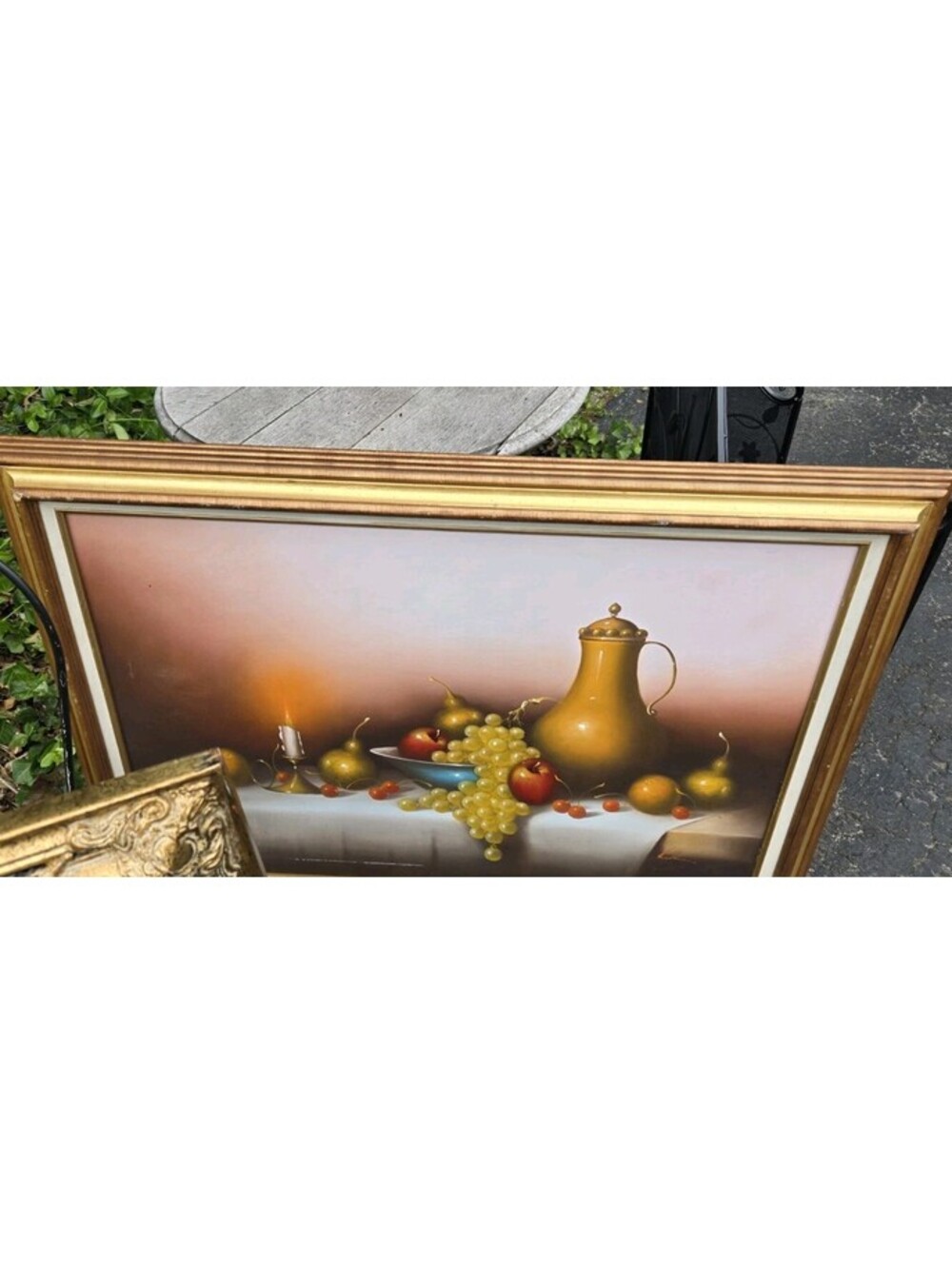 Vtg Signed John C Wallace Oil Canvas Still Life Painting Wood Frame Read 36X24"